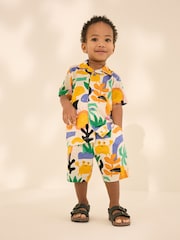 Ecru/Yellow Short Sleeve Shirt & Shorts Set (3mths-7yrs) - Image 1 of 1