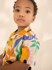 Ecru/Yellow Short Sleeve Shirt & Shorts Set (3mths-7yrs) - Image 2 of 9