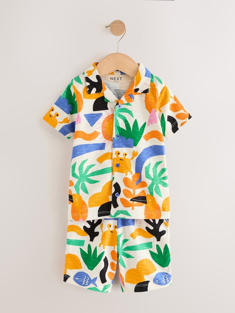 Ecru/Yellow Short Sleeve Shirt & Shorts Set (3mths-7yrs) - Image 5 of 9