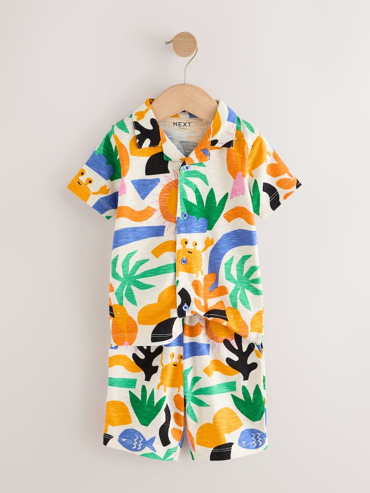 Ecru/Yellow Short Sleeve Shirt & Shorts Set (3mths-7yrs) - Image 6 of 9