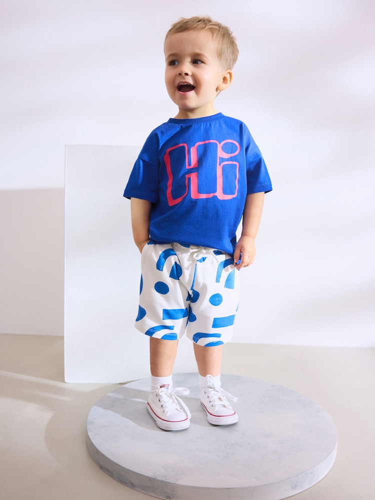 Azul cobalto - Short Sleeve T-Shirt & Pattern Shorts Set (3mths-7yrs) - Imagen 1 de 9 Azul cobalto - Short Sleeve T-Shirt & Pattern Shorts Set (3mths-7yrs) - Imagen 1 de 9