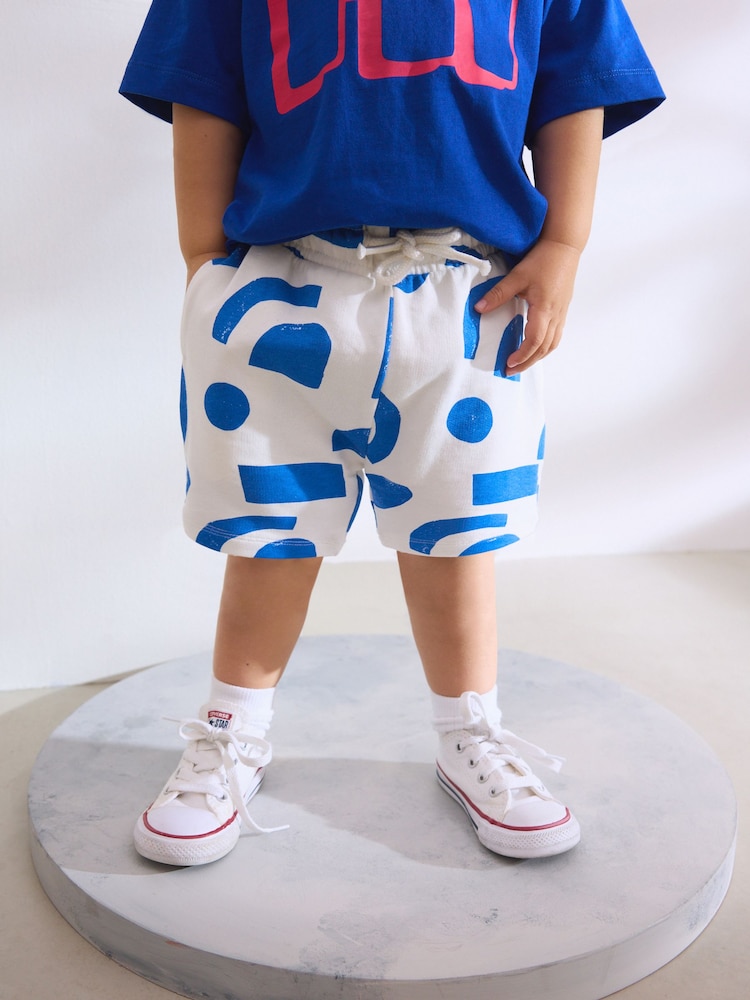 Cobalt Blue Short Sleeve T-Shirt & Pattern Shorts Set (3mths-7yrs) - Image 2 of 9