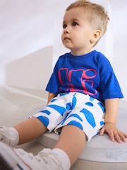 Cobalt Blue Short Sleeve T-Shirt & Pattern Shorts Set (3mths-7yrs) - Image 3 of 9