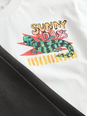 White Backprint Lguana Short Sleeve T-Shirt & Cycling Shorts Set (3mths-7yrs) - Image 5 of 5