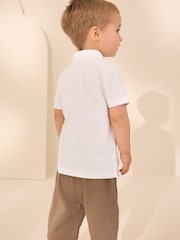 White All-Over-Embroidered Polo Shirt & Shorts Set (3mths-7yrs) - Image 3 of 6