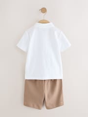 White All-Over-Embroidered Polo Shirt & Shorts Set (3mths-7yrs) - Image 7 of 9