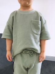 Sage Green 100% Cotton Textured Pocket Tops & Shorts Set (3mths-7yrs) - Image 4 of 4