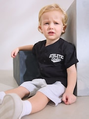 Black/Grey Baseball Short Sleeve Jersey Shirt & Shorts Set (3mths-7yrs) (3mths-7yrs) - Image 2 of 4