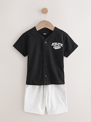 Black/Grey Baseball Short Sleeve Jersey Shirt & Shorts Set (3mths-7yrs) (3mths-7yrs) - Image 5 of 8