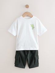 Black/White Short Sleeve T-Shirt & Utility Shorts Set (3mths-7yrs) - Image 4 of 8