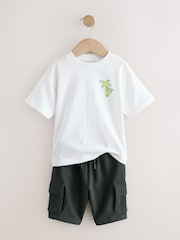 Black/White Short Sleeve T-Shirt & Utility Shorts Set (3mths-7yrs) - Image 5 of 8