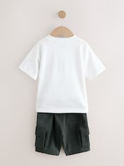 Black/White Short Sleeve T-Shirt & Utility Shorts Set (3mths-7yrs) - Image 6 of 8