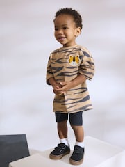 Brown Short Sleeve T-Shirt & Cycling Shorts Set (3mths-7yrs) - Image 1 of 3