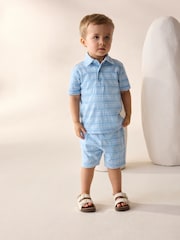 Blue Short Sleeve Polo Shirt And Shorts Set (3mths-7yrs) - Image 1 of 9