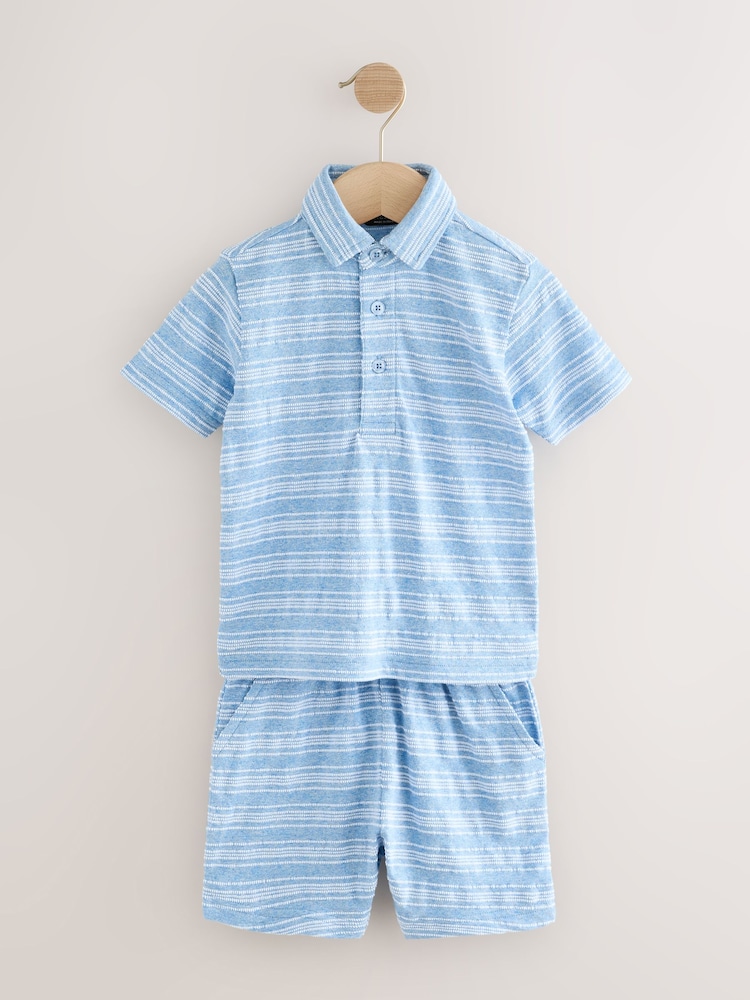 Blue Short Sleeve Polo Shirt And Shorts Set (3mths-7yrs) - Image 5 of 9