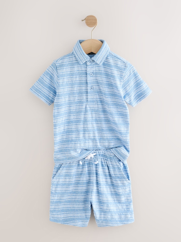 Blue Short Sleeve Polo Shirt And Shorts Set (3mths-7yrs) - Image 6 of 9