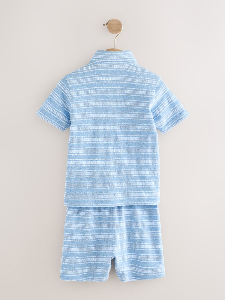 Blue Short Sleeve Polo Shirt And Shorts Set (3mths-7yrs) - Image 7 of 9