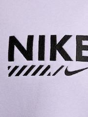Nike Lilac Purple Oversized Sportswear Fleece Logo Crew Neck 100% Cotton Sweatshirt - Image 7 of 7