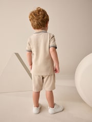 Stone 100% Cotton Short Sleeve Polo Shirt & Shorts Set (3mths-7yrs) - Image 2 of 9