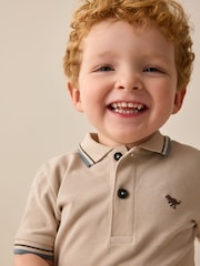 Stone 100% Cotton Short Sleeve Polo Shirt & Shorts Set (3mths-7yrs) - Image 3 of 9