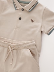 Stone 100% Cotton Short Sleeve Polo Shirt & Shorts Set (3mths-7yrs) - Image 8 of 9