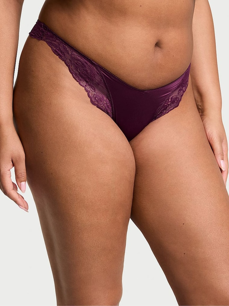 Victoria's Secret Kir Red Thong Rose Lace Trim Knickers - Image 1 of 3
