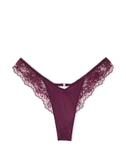 Victoria's Secret Kir Red Thong Rose Lace Trim Knickers - Image 3 of 3