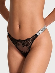 Victoria's Secret Black Lace Thong Shine Strap Knickers - Image 1 of 3