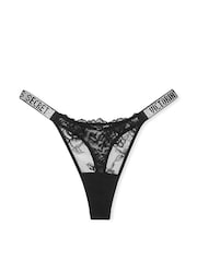 Victoria's Secret Black Lace Thong Shine Strap Knickers - Image 3 of 3