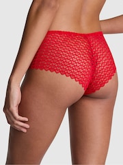 Victoria's Secret PINK Bright Vermillion Red Cheeky No Show Heart Lace Knickers - Image 2 of 3