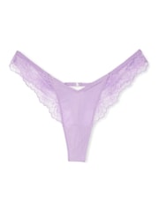Victoria's Secret Charmed Violet Purple Thong Rose Lace Trim Knickers - Image 3 of 3
