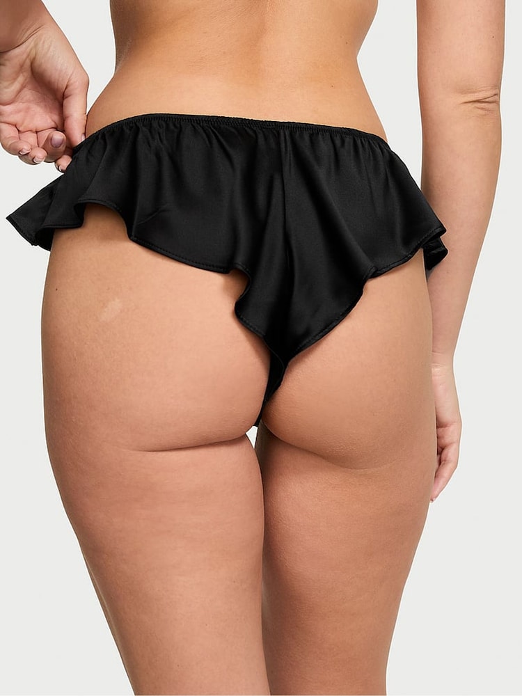 Victoria's Secret Black Satin Flutter Cheeky Knickers - Image 2 of 3
