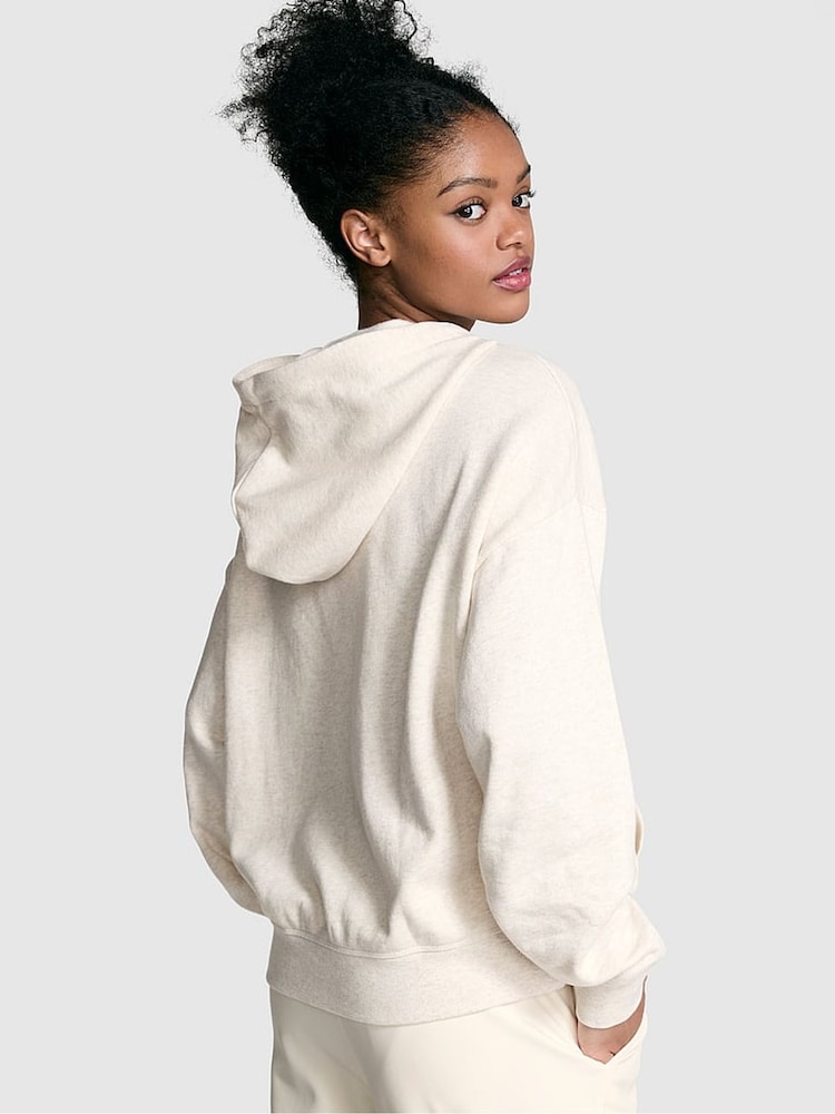Victoria's Secret PINK Natural Heather White Zip Up Hoodie - Image 2 of 3