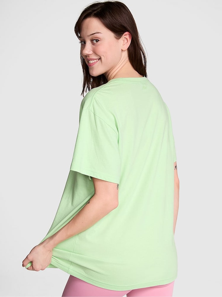 Victoria's Secret PINK Pale Petal Green Short Sleeve Oversized T-Shirt - Image 2 of 3