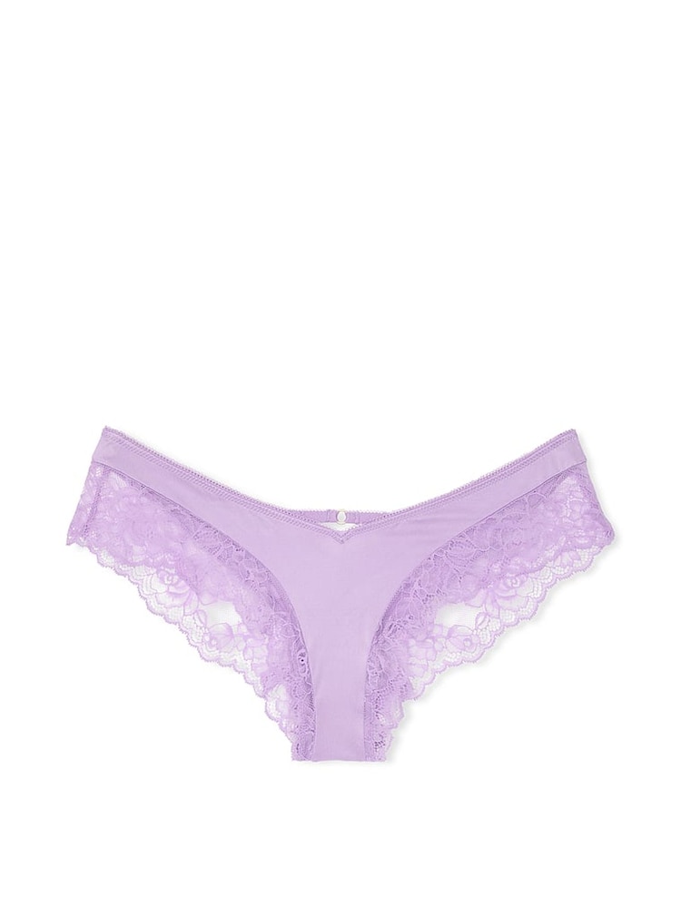 Victoria's Secret Charmed Violet Purple Cheeky Rose Lace Trim Knickers - Image 3 of 3