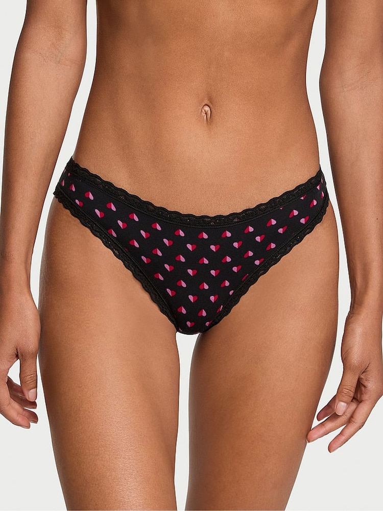 Victoria's Secret Black Two Tone Heart Bikini Knickers - Image 1 of 3