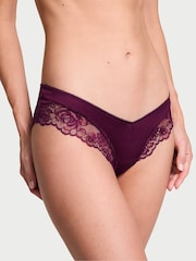 Victoria's Secret Kir Red Cheeky Rose Lace Trim Knickers - Image 1 of 3