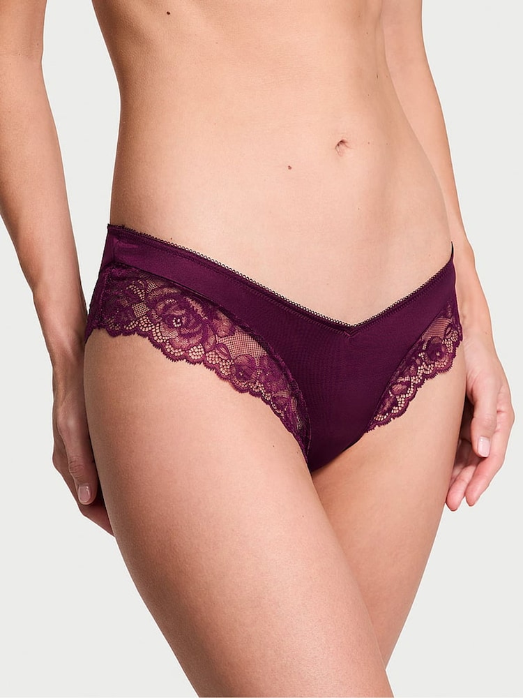 Victoria's Secret Kir Red Cheeky Rose Lace Trim Knickers - Image 1 of 3