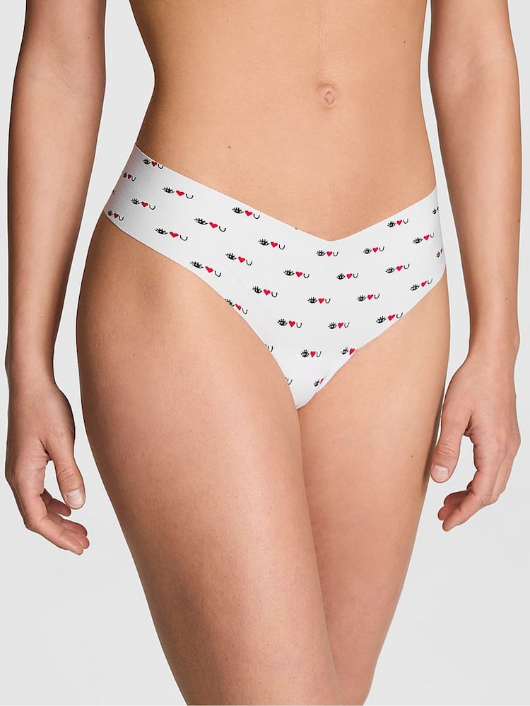 Victoria's Secret PINK White Eye Heart You Thong Knickers - Image 1 of 3