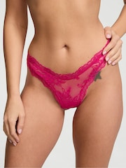 Victoria's Secret Cherry Blossom Pink Thong Rose Lace Knickers - Image 1 of 3