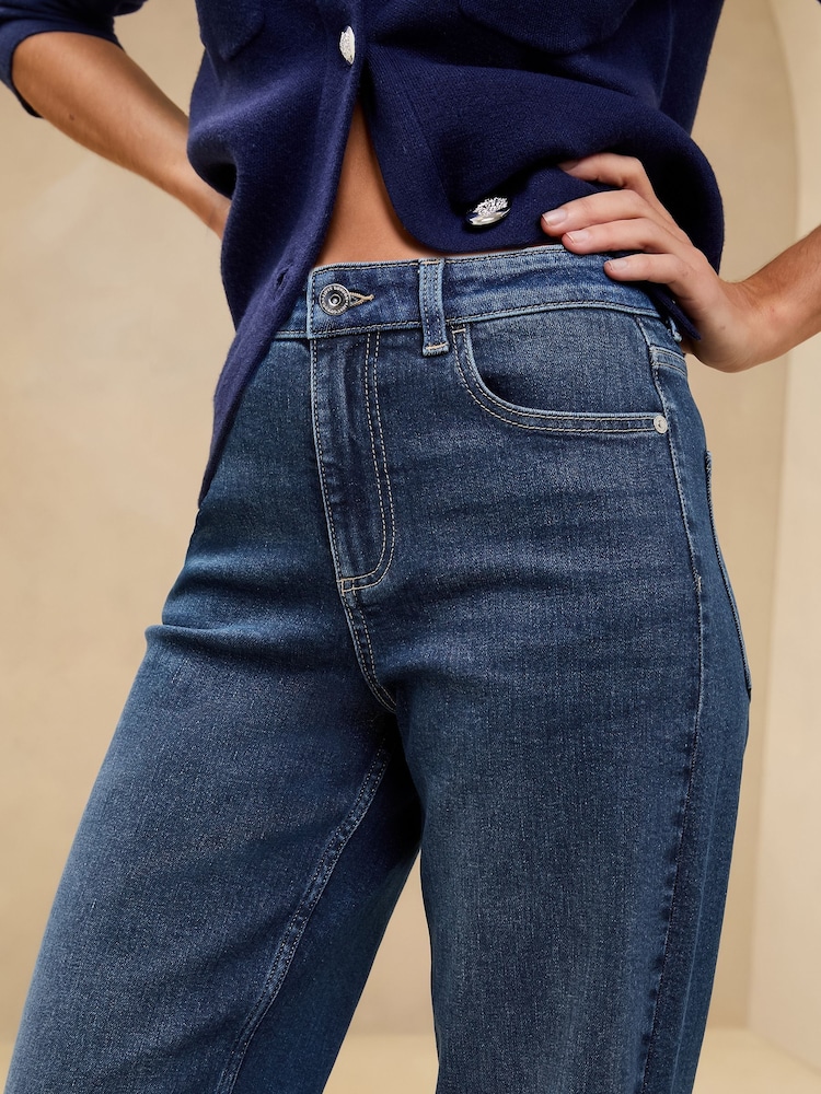 Lipsy Dark Blue Mid Rise Wide Leg Jeans - Image 5 of 5