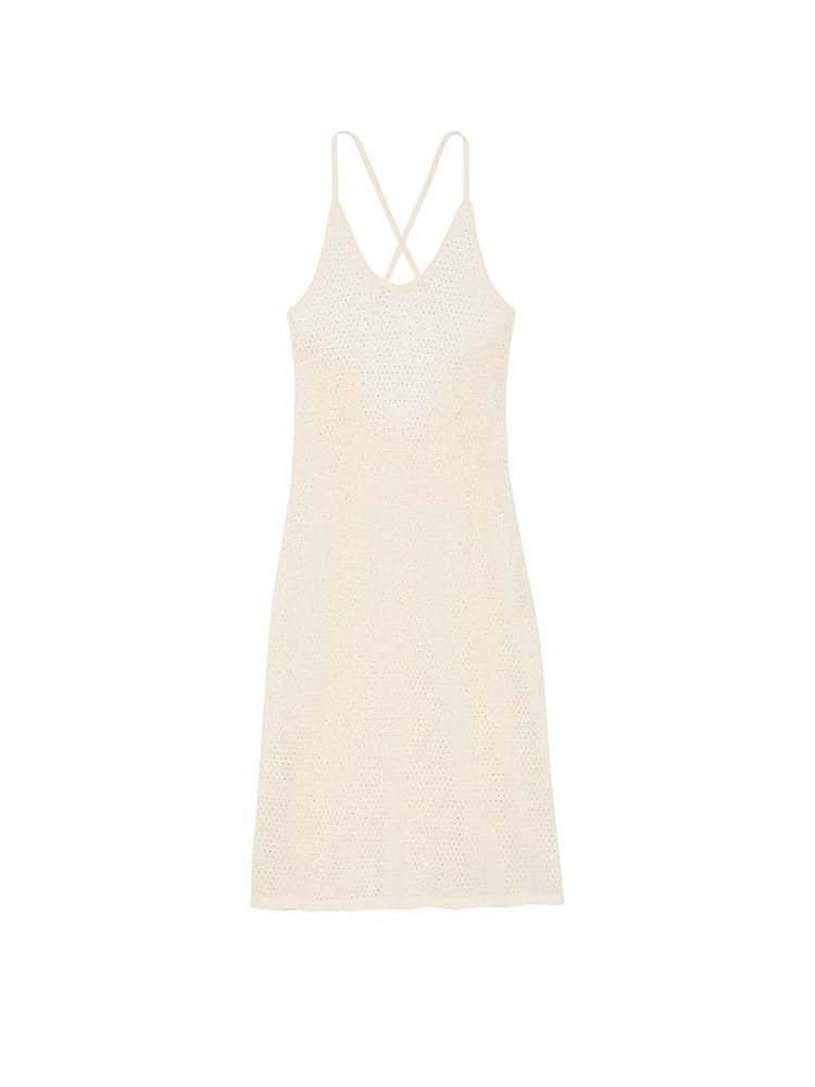 Victoria's Secret Candlelight White Diamante Knit Cover Up Midi Dress - Image 3 of 3