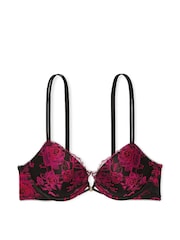 Victoria's Secret Black & Pink Push Up Rose Lace Bra - Image 3 of 3