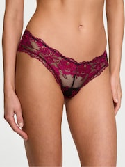 Victoria's Secret Black & Pink Cheeky Rose Lace Knickers - Image 1 of 2