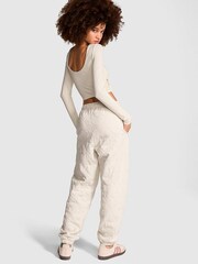 Victoria's Secret PINK Natural Heather White Quilted Heart Joggers - Image 2 of 3