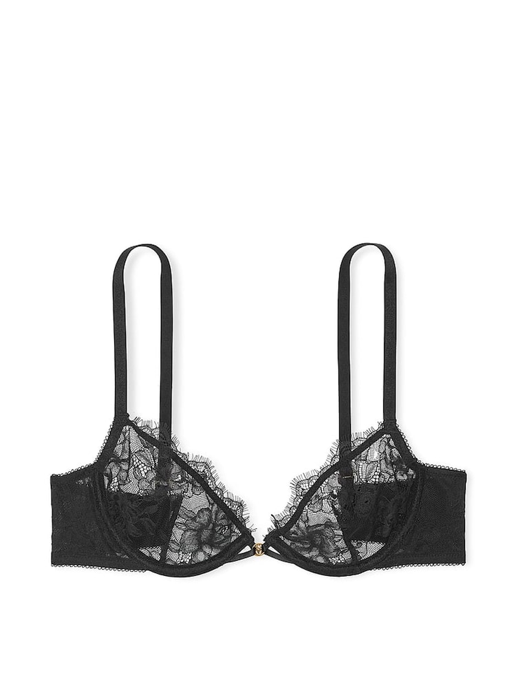 Zwart - Victoria's Secret ongevoerde rozenkanten beha - Image 1 of 2