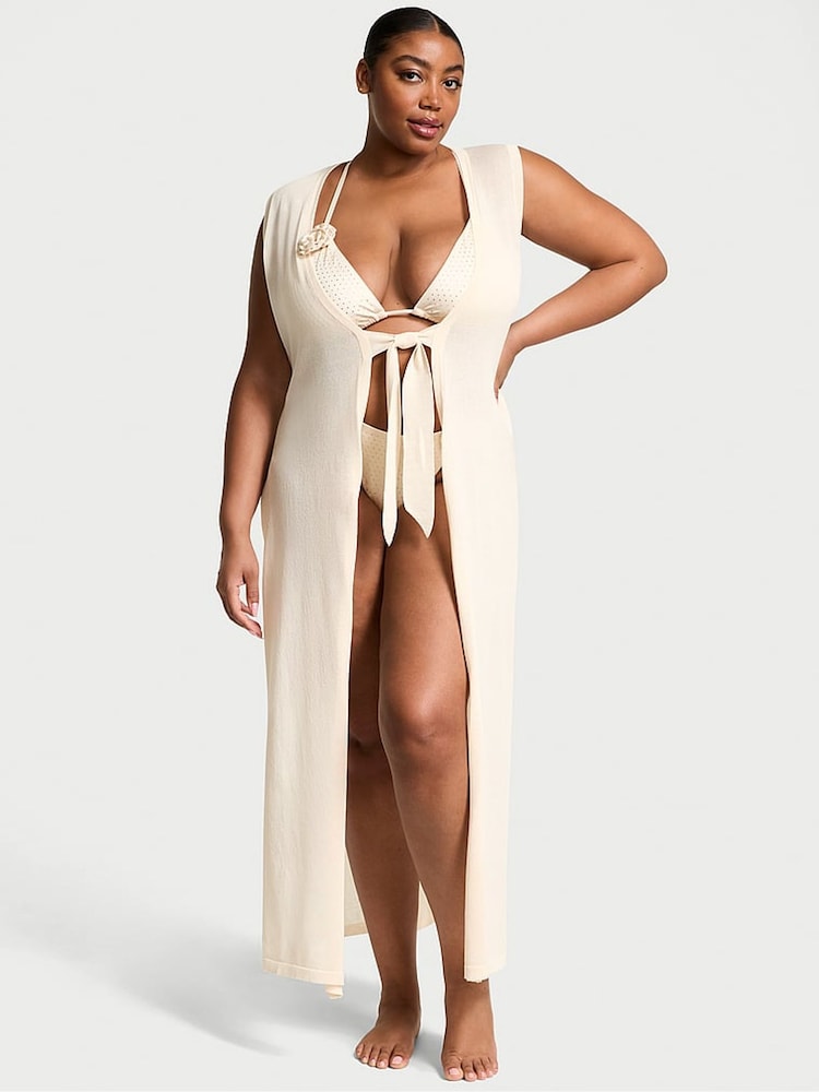 Victoria's Secret Candlelight White Bow Tie Maxi Cover Up - Image 1 of 3