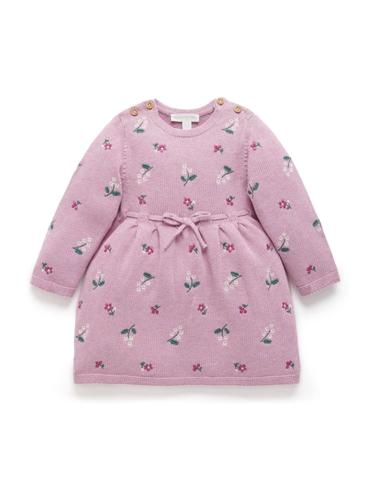 Purebaby Pink Embroidered Flower Dress - Image 2 of 5 Purebaby Pink Embroidered Flower Dress - Image 2 of 5