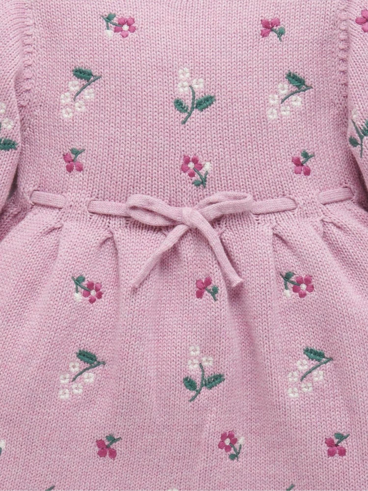Purebaby Pink Embroidered Flower Dress - Image 5 of 5 Purebaby Pink Embroidered Flower Dress - Image 5 of 5