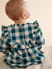 Purebaby Green Check 100% Cotton Dress with Bloomer - Image 2 of 6